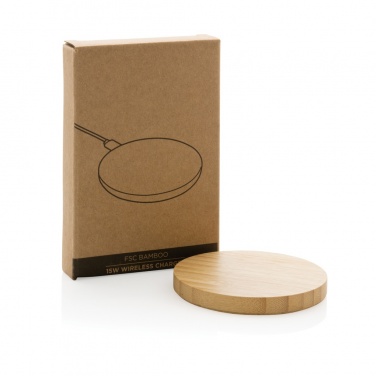 Logo trade promotional giveaways image of: Bamboo 15W wireless charger