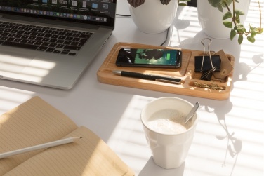 Logotrade business gifts photo of: Bamboo desk organiser 10W wireless charger