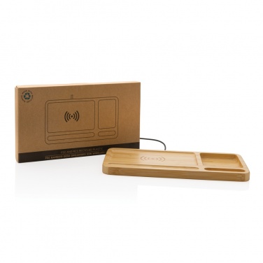 Logotrade advertising product image of: Bamboo desk organiser 10W wireless charger