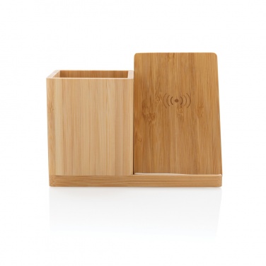 Logo trade promotional giveaway photo of: Calgary bamboo 10W wireless charger