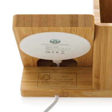 Logo trade promotional product photo of: Calgary bamboo 10W wireless charger