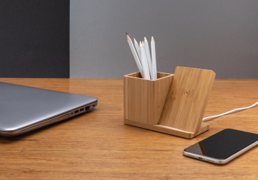 Logotrade advertising product picture of: Calgary bamboo 10W wireless charger