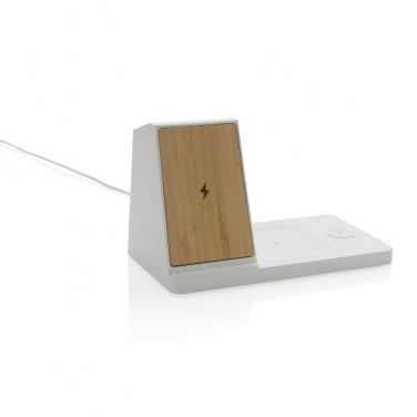 Logotrade promotional product picture of: Ontario recycled plastic & bamboo 3-in-1 wireless charger