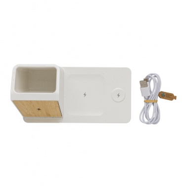Logotrade promotional giveaway image of: Ontario recycled plastic & bamboo 3-in-1 wireless charger
