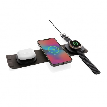 Logo trade promotional products image of: Swiss Peak RCS rplastic 3-in-1 wireless 15W travel charger