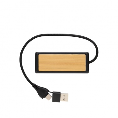 Logotrade promotional product picture of: Link RCS recycled plastic and bamboo dual Input USB hub