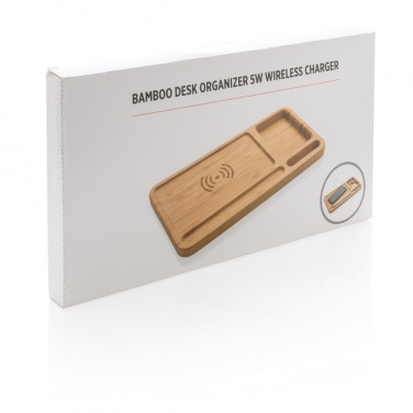 Logo trade promotional giveaways picture of: Bamboo desk organiser 5W wireless charger