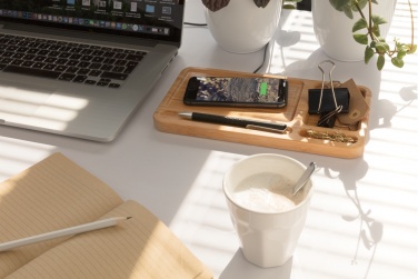 Logotrade promotional product image of: Bamboo desk organiser 5W wireless charger