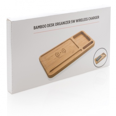 Logo trade promotional product photo of: Bamboo desk organiser 5W wireless charger
