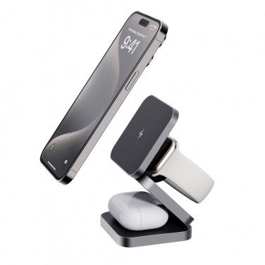 Logo trade promotional items image of: Terra RCS recycled aluminum foldable 3 in 1 15W charger