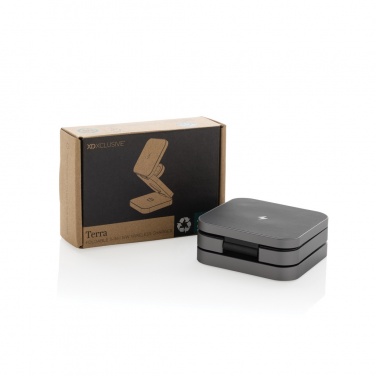Logo trade promotional item photo of: Terra RCS recycled aluminum foldable 3 in 1 15W charger