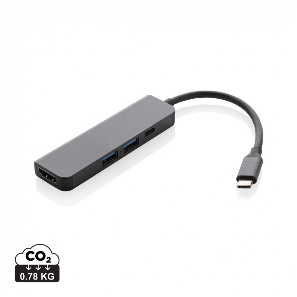 Logo trade promotional items picture of: Terra RCS recycled aluminum hub with HDMI input