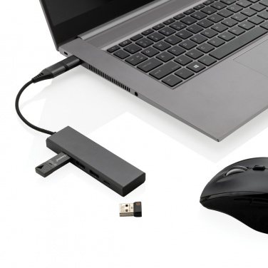 Logo trade business gifts image of: Terra RCS recycled aluminium hub with 3 USB ports