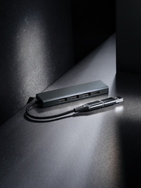 Logo trade corporate gifts image of: Terra RCS recycled aluminium hub with 3 USB ports