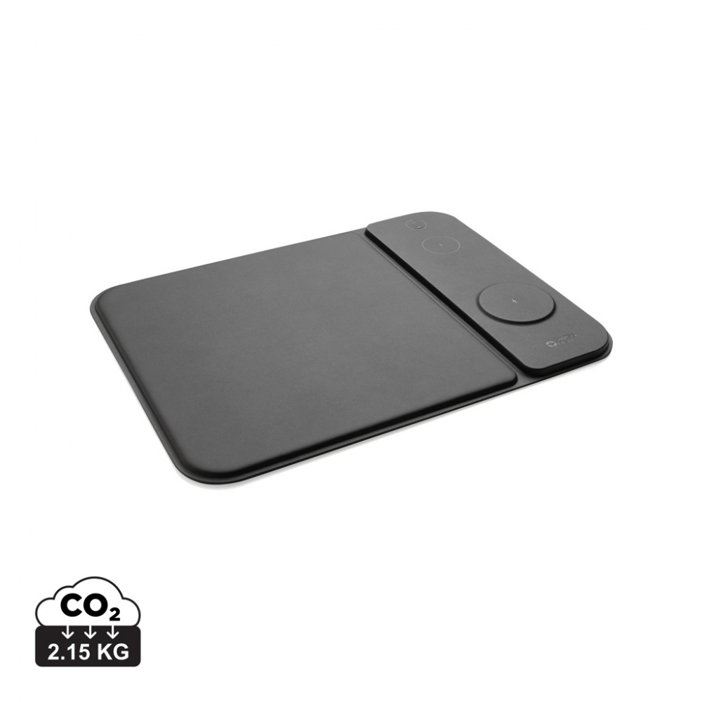Logotrade advertising product picture of: Swiss peak RCS recycled PU 15W 3 in 1 charging mousepad