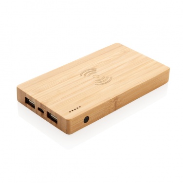 Logo trade promotional items image of: Bamboo 4.000 mAh wireless 5W Powerbank