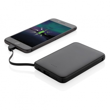 Logo trade corporate gifts picture of: 5.000 mAh Pocket Powerbank with integrated cables
