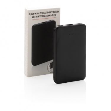 Logo trade promotional gifts picture of: 5.000 mAh Pocket Powerbank with integrated cables