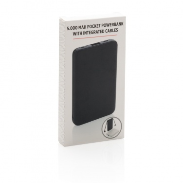 Logo trade promotional merchandise image of: 5.000 mAh Pocket Powerbank with integrated cables