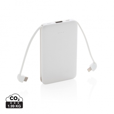 Logo trade promotional merchandise image of: 5.000 mAh Pocket Powerbank with integrated cables