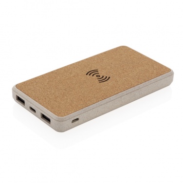 Logotrade promotional product image of: Cork and Wheat Straw 8.000 mAh 5W wireless powerbank