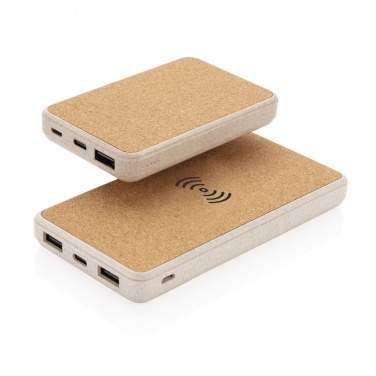 Logo trade business gift photo of: Cork and Wheat 5.000 mAh pocket powerbank
