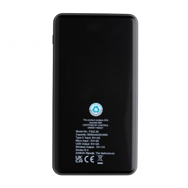 Logotrade business gift image of: RCS recycled plastic 8000 mAh Wireless Powerbank