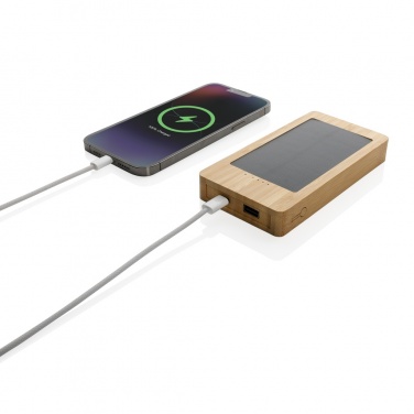 Logo trade advertising product photo of: Sunwick 10.000 mAh Bamboo solar powerbank