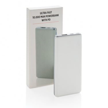 Logo trade promotional giveaways image of: Ultra fast 10.000 mAh powerbank with PD