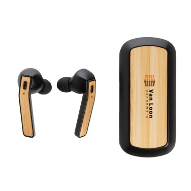 Logotrade advertising product picture of: Bamboo Free Flow TWS earbuds in case
