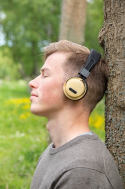 Logo trade promotional items image of: Bamboo wireless headphone
