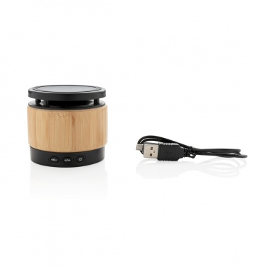 Logotrade advertising product picture of: Bamboo wireless charger speaker