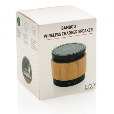 Logo trade business gift photo of: Bamboo wireless charger speaker
