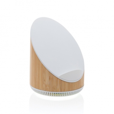 Logo trade promotional merchandise picture of: Ovate bamboo 5W speaker with 15W wireless charger