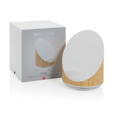 Logotrade promotional gift picture of: Ovate bamboo 5W speaker with 15W wireless charger