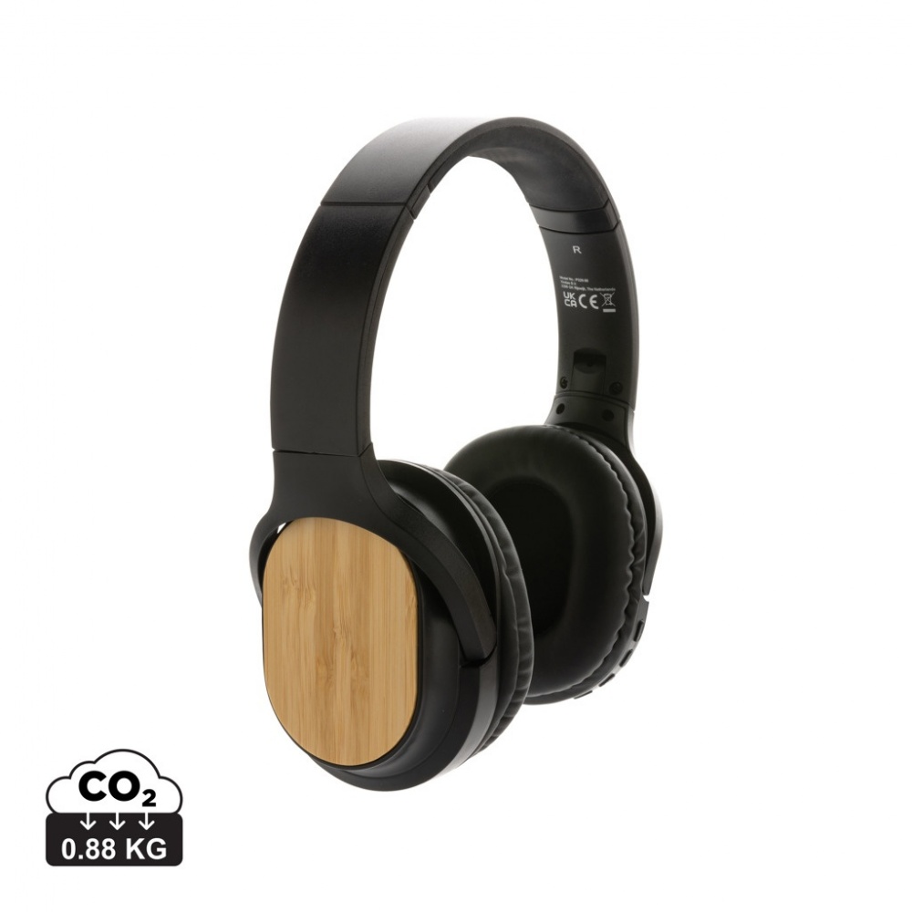 Logo trade business gifts image of: RCS and bamboo Elite Foldable wireless headphone