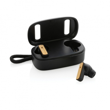 Logotrade promotional giveaway image of: RCS recycled plastic & bamboo TWS earbuds