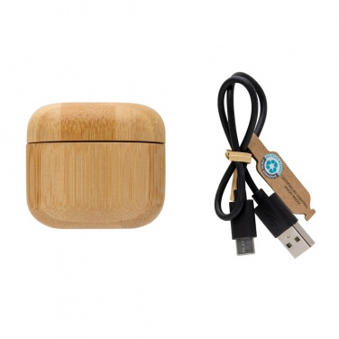 Logotrade corporate gifts photo of: Bamboo TWS earbuds with RCS recycled plastic
