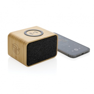 Logo trade promotional gifts picture of: RCS Rplastic 3W speaker with bamboo 5W wireless