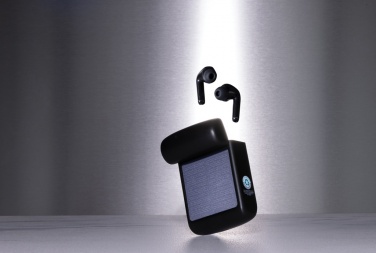 Logo trade business gift photo of: Skywave RCS recycled plastic solar earbuds