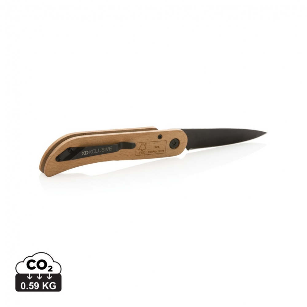 Logo trade promotional products image of: Nemus Luxury Wooden knife with lock