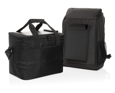 Logo trade corporate gifts picture of: Pedro AWARE™ RPET deluxe cooler bag with 5W solar panel