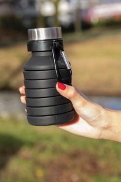 Logo trade advertising products picture of: Leakproof collapsible silicone bottle with lid