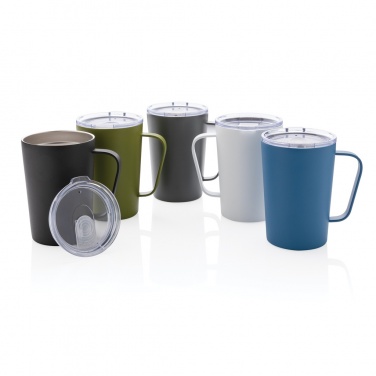 Logo trade promotional giveaways picture of: RCS Recycled stainless steel modern vacuum mug with lid