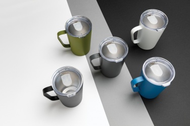 Logotrade promotional giveaway picture of: RCS Recycled stainless steel modern vacuum mug with lid