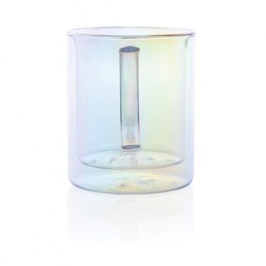 Logo trade promotional giveaway photo of: Deluxe double wall electroplated glass mug