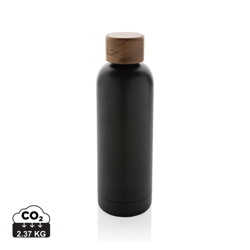 Logotrade corporate gift image of: Wood RCS certified recycled stainless steel vacuum bottle
