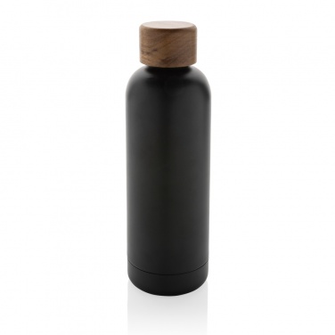 Logo trade promotional items picture of: Wood RCS certified recycled stainless steel vacuum bottle