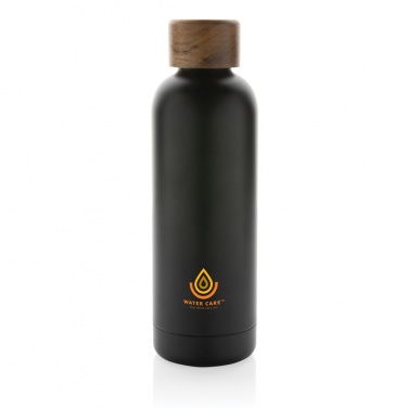 Logo trade promotional merchandise picture of: Wood RCS certified recycled stainless steel vacuum bottle