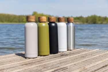 Logo trade promotional products picture of: Wood RCS certified recycled stainless steel vacuum bottle